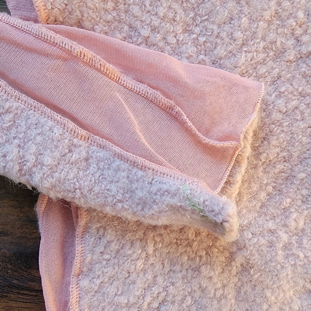 vintage y2k pink mesh boucle wool crop top mock turtleneck high rave cyber tphs - Picture 3 of 4